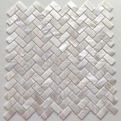 Perlmutt Mosaikfliese mit weißer Schale für Küche oder Bad LIVVO