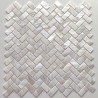 Plaque de mosaïque blanche en nacre pour mur de cuisine, motif chevron.