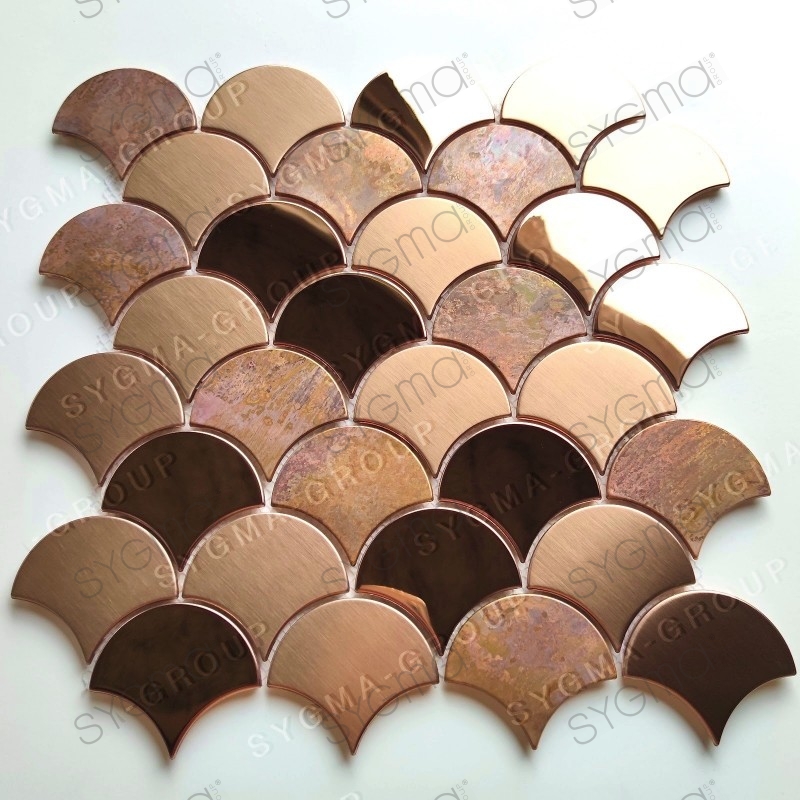 Mosaic steel tile copper color for kitchen wall model HOOPA