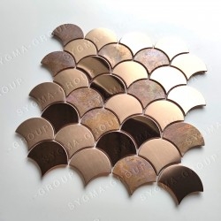 Mosaic steel tile copper color for kitchen wall model HOOPA