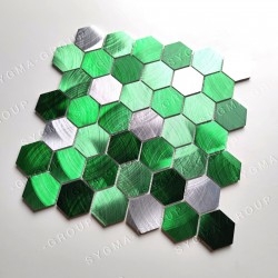 Mosaik aus Aluminiummetall für Wandküche oder Badezimmer Modell ABBIE VERT