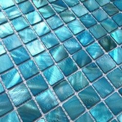 Tegole e mosaici blu in vera madreperla modello NACARAT BLEU