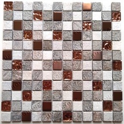 Mosaicos em vidro e pedra e metal para piso e parede modelo HORACE