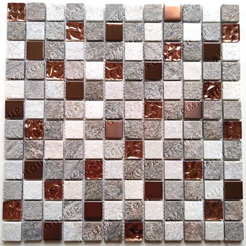 Carreaux mosaique en verre et pierre pour sol et mur modele HORACE