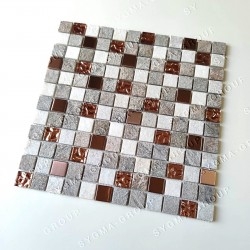 Mosaicos em vidro e pedra e metal para piso e parede modelo HORACE