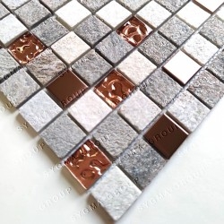 Mosaic tiles in glass and stone and metal for floor and wall model HORACE