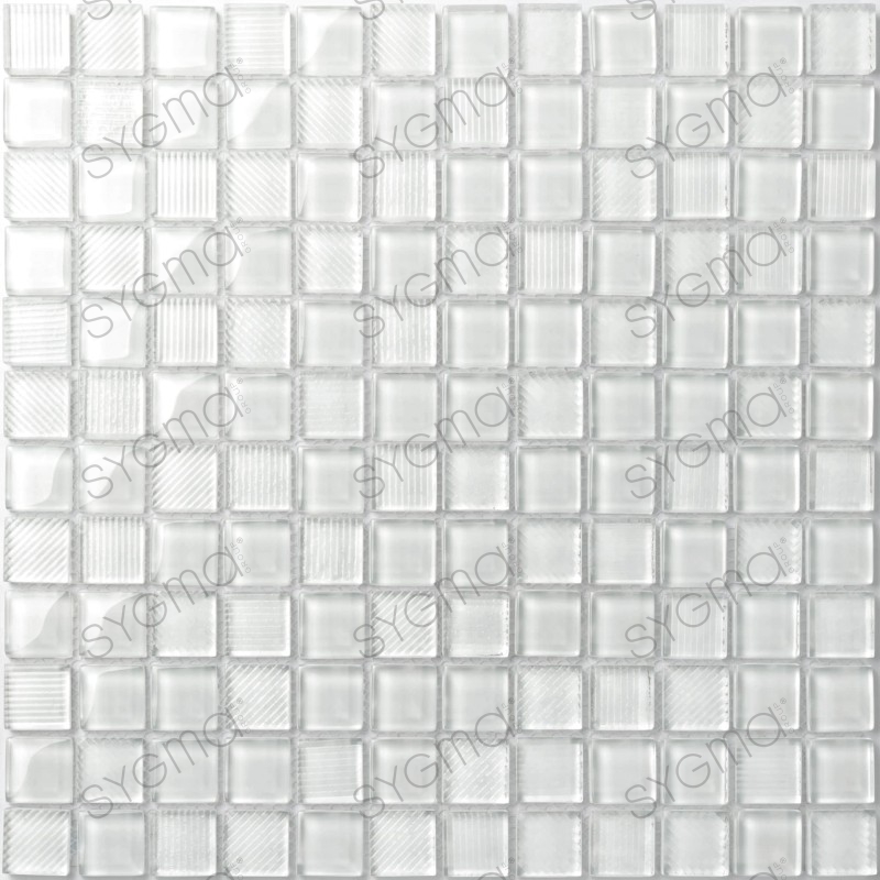 Azulejos de baño muro de cocina de vidrio Lorens Blanc