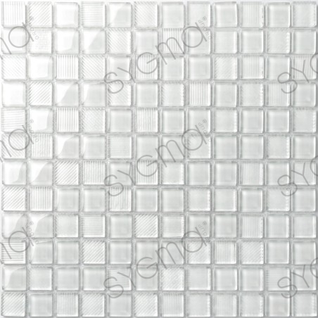 Piastrelle per bagno pareti in vetro cucina Lorens Blanc