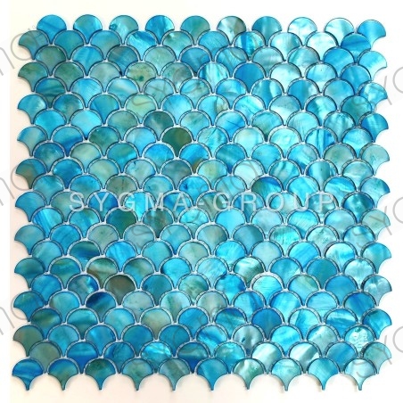 Badezimmer und Dusch mosaikfliesen aus Perlmutt Silene Bleu