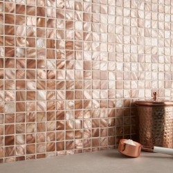 Tile and mosaic in mother of pearl for bathroom and shower Nacarat Marron