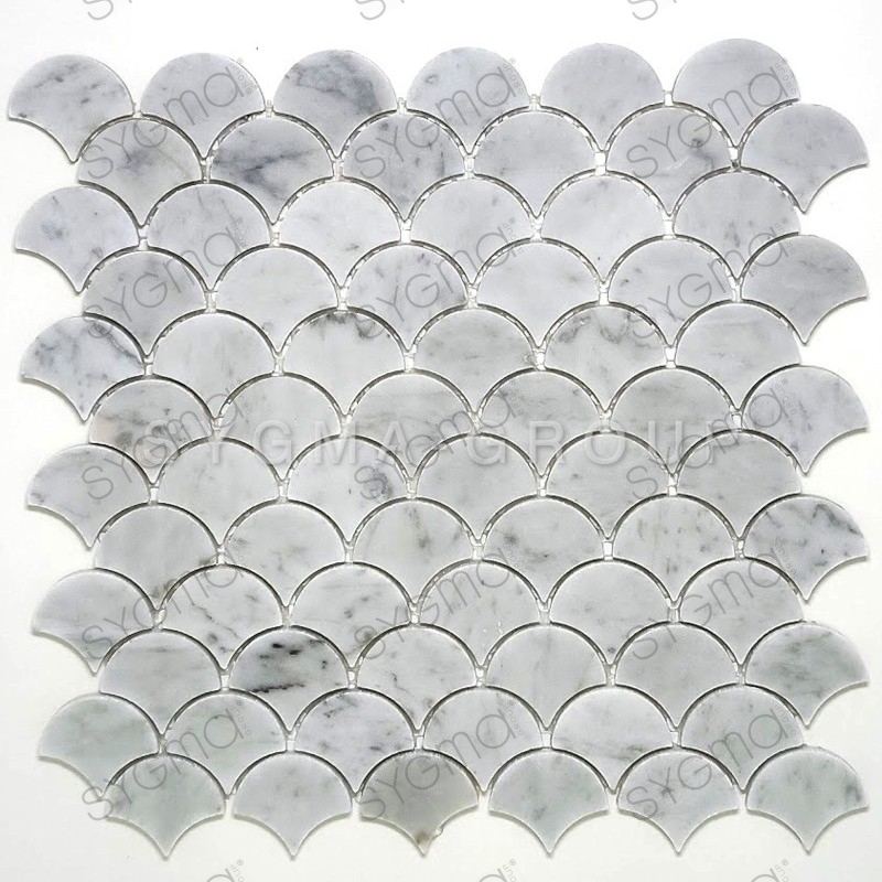 white marble mosaic floor and wall tile model TIMPA