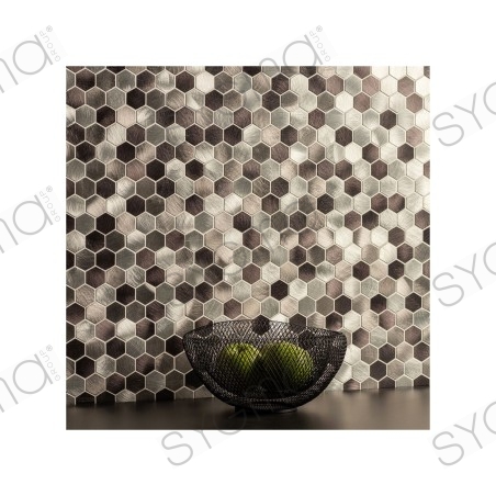 Carrelage hexagonal en aluminium pour mur cuisine modele ABBIE GRIS