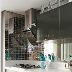 Mirror effect steel tiles for kitchen backsplash Parker Miroir