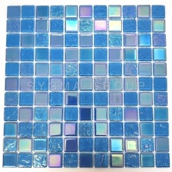 Blue glass mosaic tile for...
