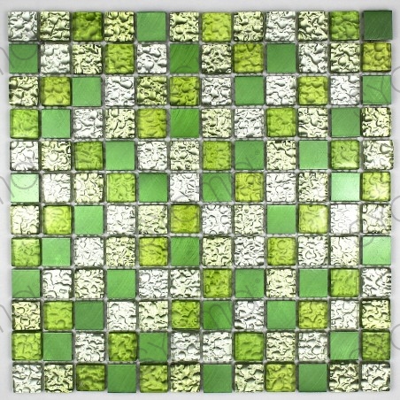 Mosaik für Bad und Dusche Glas und Aluminium ma-nom-ver