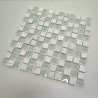 Placa de mosaico branco para banheiro em vidro e pedra, modelo Alliage Blanc.