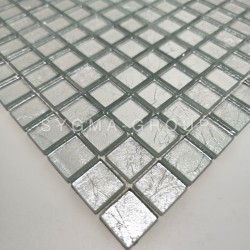 Easy-to-clean bathroom wall tiles Hedra Argent with elegant silver finish