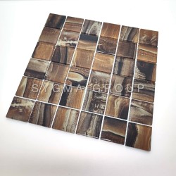 Mosaico imitazione legno in vetro per paraschizzi cucina o parete del bagno