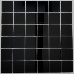 Placa completa de mosaico de vidro espelhado preto para casa de banho ou cozinha, perfeito para aplicação na parede de fundo.
