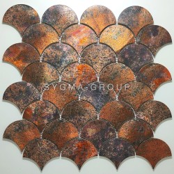 Mosaico piastrelle squame di pesce in alluminio per parete sala da bagno, offre un look lusso industriale e durevole.