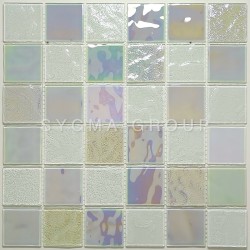 Conjunto de peças de vidro Meryl Blanc: o azulejo branco cozinha ideal para uma parede de chuveiro ou um banheiro luminoso.