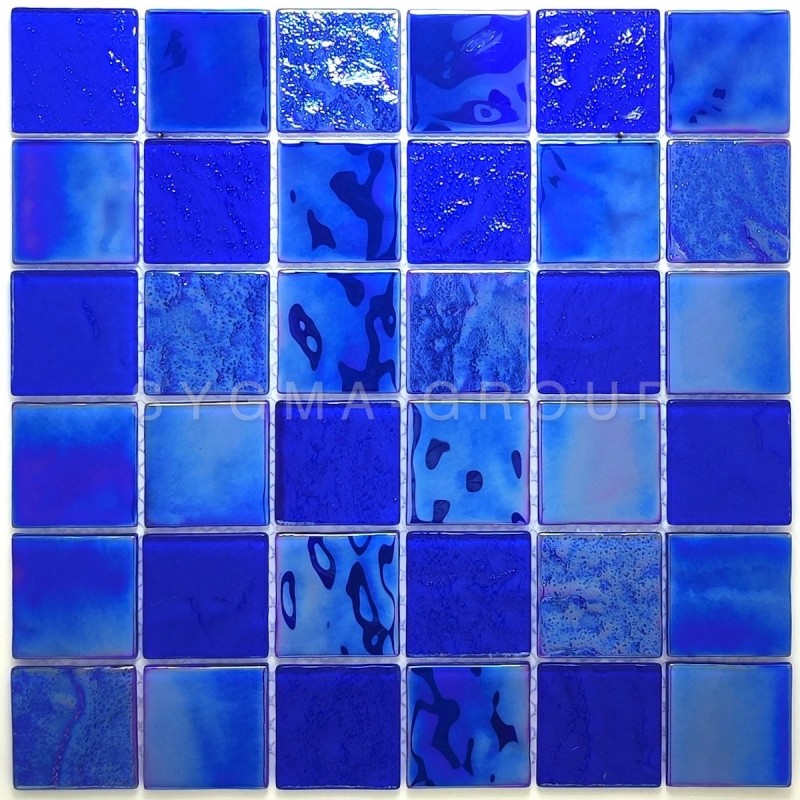Mosaico Vidro Iridescente Azul Meryl Bleu - Respaldo de Banheiro
