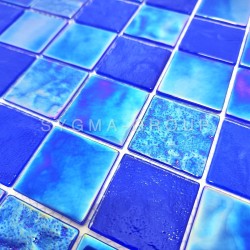 Mosaïque Verre Bleu Irisé Meryl Bleu - Crédence Salle de Bain Lux
