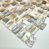 Mosaïque sol ou mur Carrelage salle de bain Nacre Leandre Naturel. Design moderne et élégant.