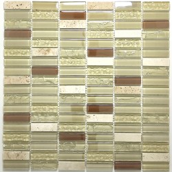 Mosaico casa de banho Colby Beige em vidro e pedra moderno