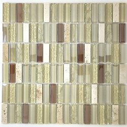 Mosaico bagno Colby Beige – Eleganza in vetro e pietra per doccia, cucina e rivestimenti