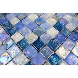 Mosaique salle de bains pour mur et sol en verre Arezo bleu