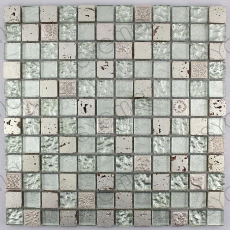 mosaico de pedra e vidro do banheiro mvp-met-sil