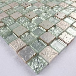 mosaico de piedra y baño de cristal mvp-met-sil
