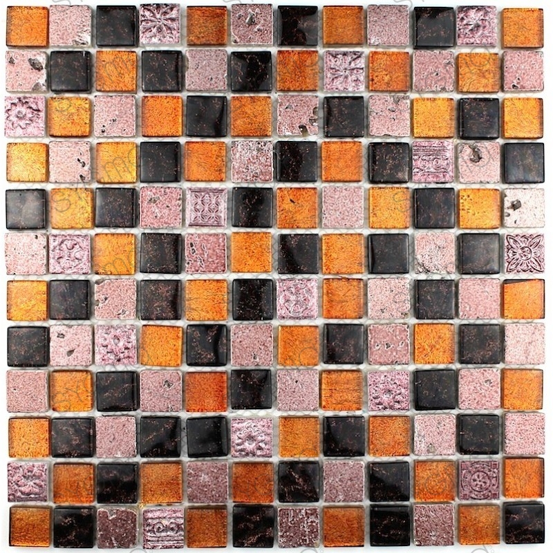 Mozaiek van stenen en glazen badkamer Alliage Cafe
