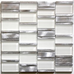 Mosaik für Bad und Dusche Glas und Aluminium Albi Blanc