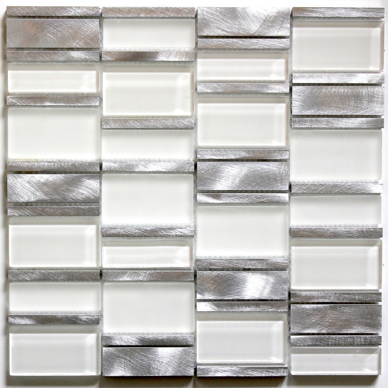 mosaico para baño y ducha de vidrio y aluminio Albi Blanc