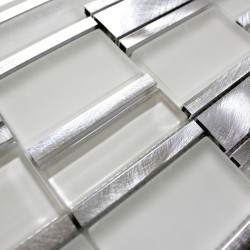 mosaico per bagno e doccia in vetro e alluminio Albi Blanc