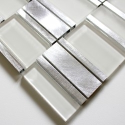 mosaico para baño y ducha de vidrio y aluminio Albi Blanc